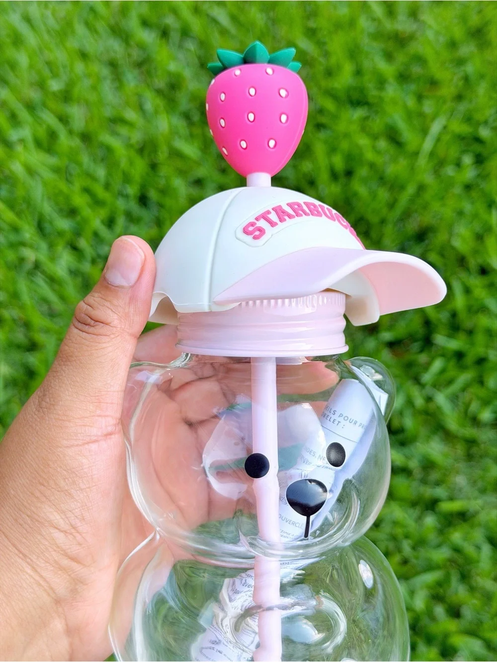Authentic 2026 Starbucks Limited Edition Pink Strawberry Bearista Glass Cup